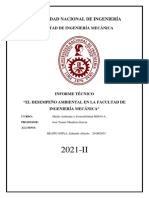 Informe Técnico-Desempeño Ambiental en La Facultade de Ingeniería Mecánica