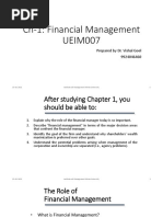 Ch-1: Financial Management UEIM007: Prepared by Dr. Vishal Goel 9924046460