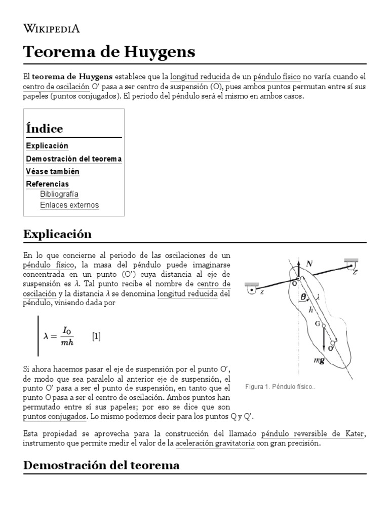 Teorema de Huygens PDF Mecánica Física