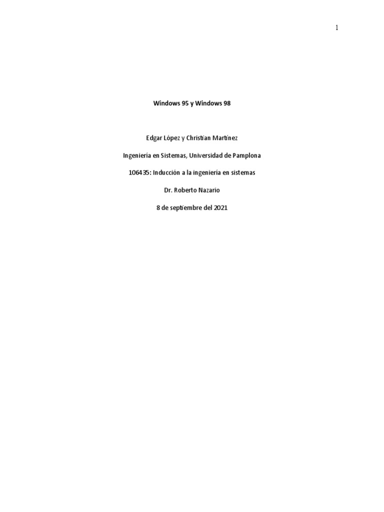 Comparativa entre Windows 95 y 98 | PDF | Microsoft Windows | Ciencias ...