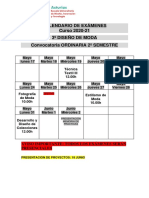 3º DM Calendario de Exámenes 20-21 Mayo