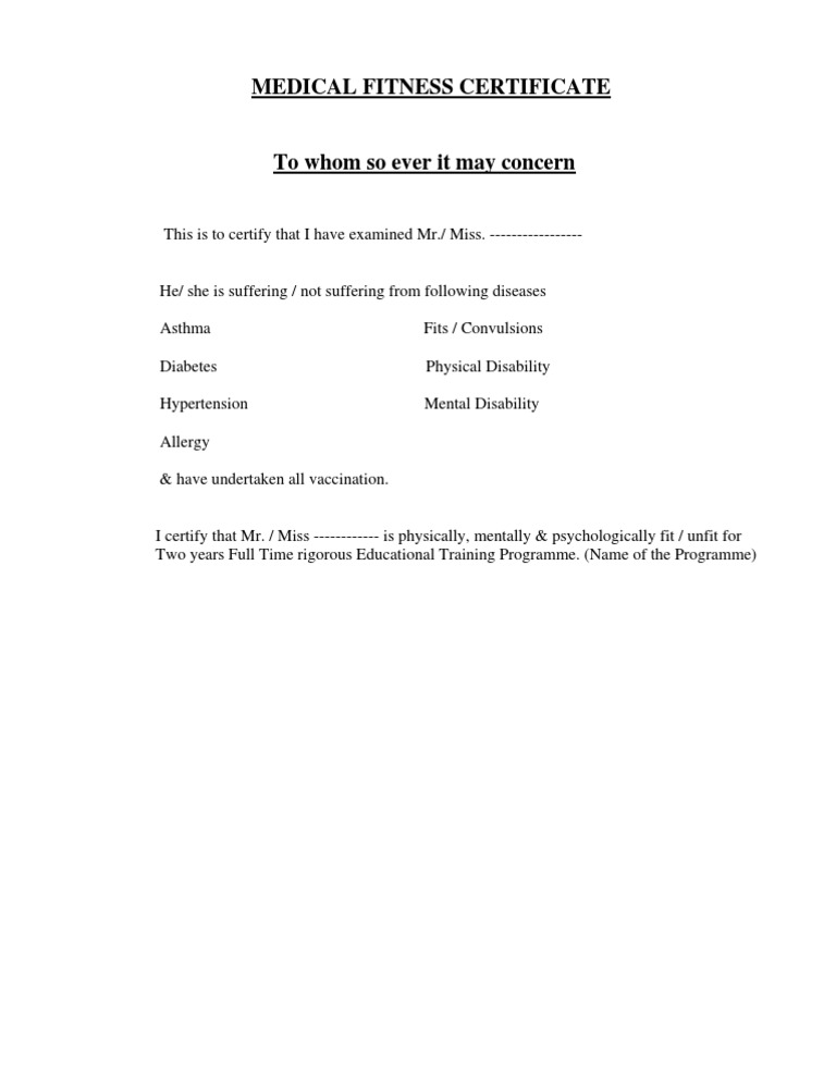 Medical Certificate Format Public Health Diseases And Disorders