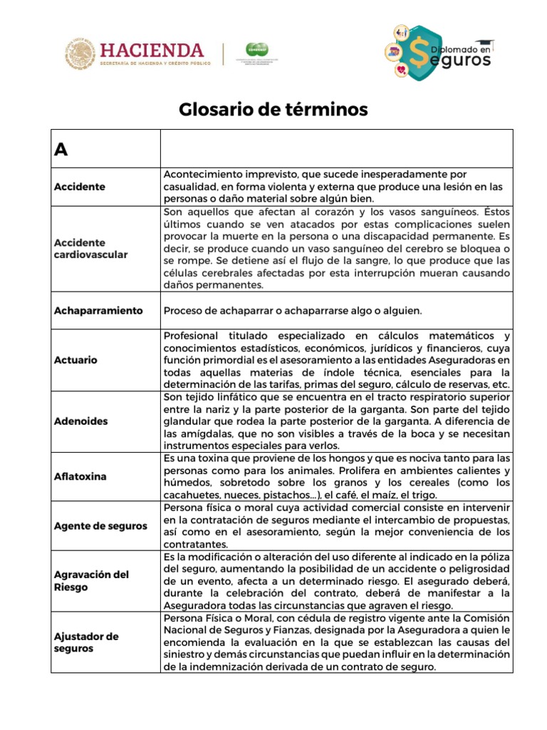 Glosario de Términos de Seguros y Salud | PDF | Póliza de seguros | Seguro