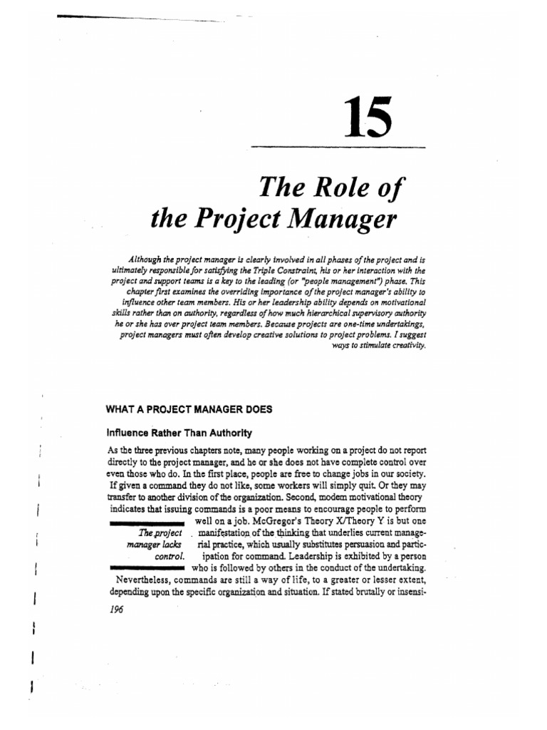 The role of project manager pdf motivation motivational