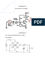 Experiment No.1 Aim: To Design and Simulate Transistor As An Amplifier. Circuit Diagram