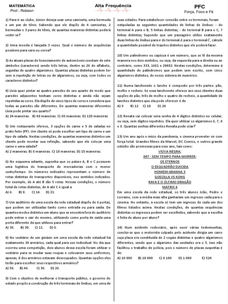 Principio Fundamental Da Contagem 8 Ano | PDF