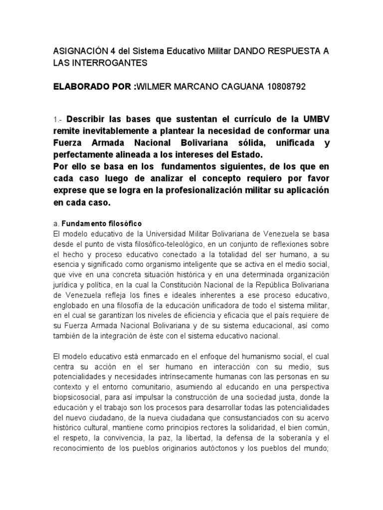 Asignacion Numero 4 Elaborado Por Wilmer Marcano Caguana 10808792 | PDF ...