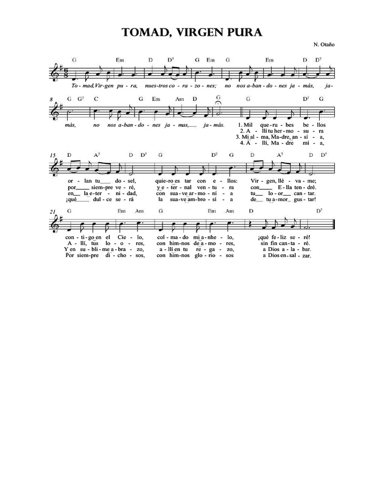 Tomad, Virgen Pura: Letra y Acordes | PDF
