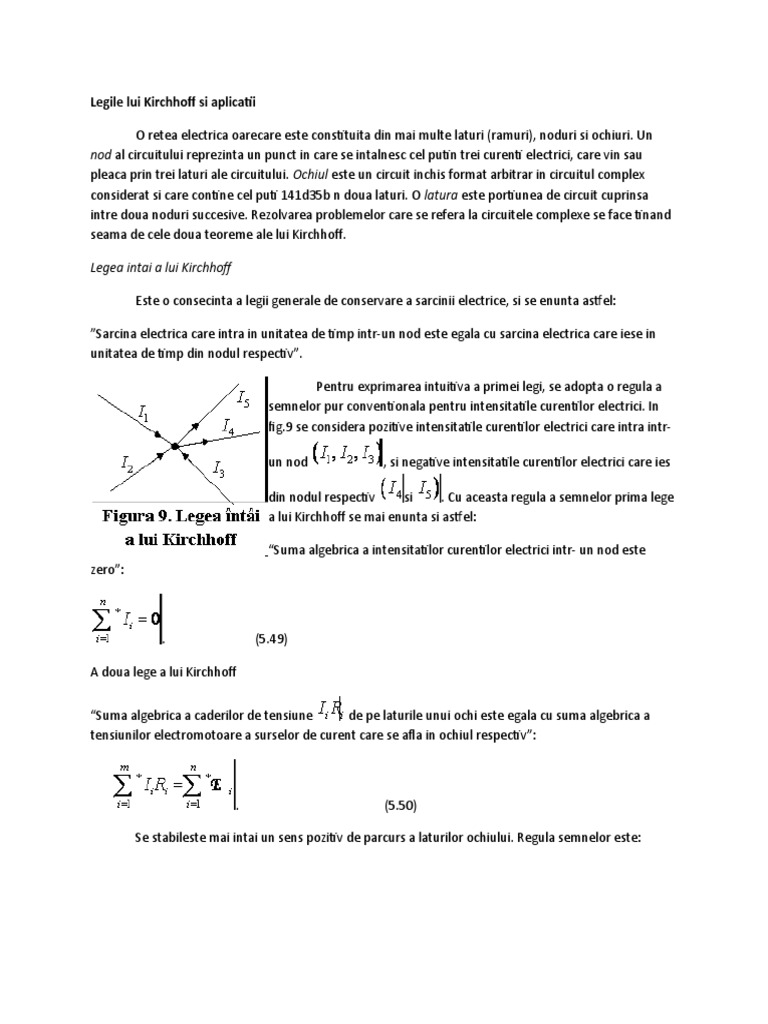 Legile Lui Kirchhoff Si Aplicatii