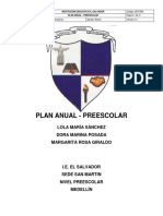 Plan Anual Preescolar IE El Salvador