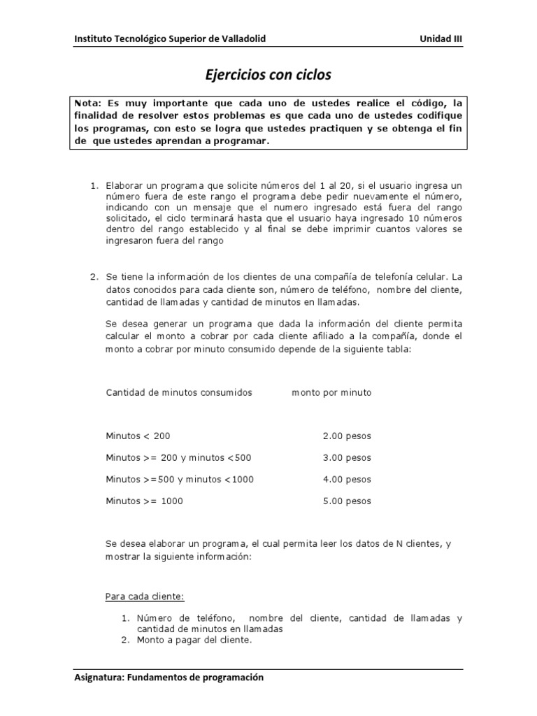 Ejercicios Con Ciclos Unidad 3 (Online) | PDF | Informática