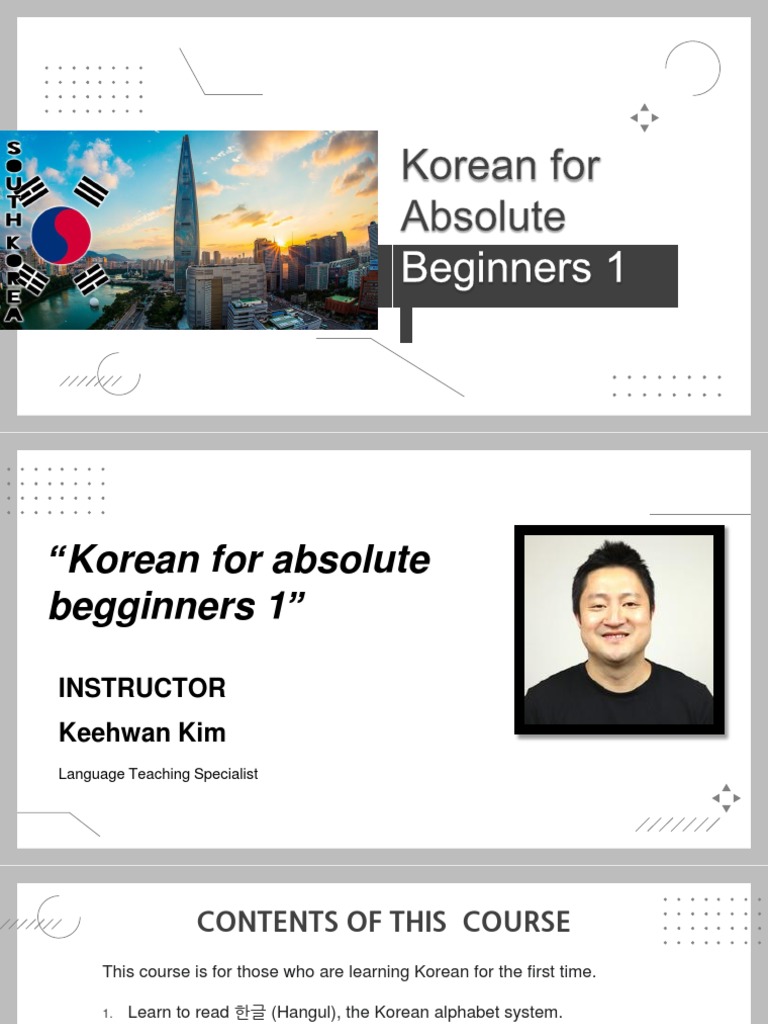 Korean for Absolute Beginners Course | PDF