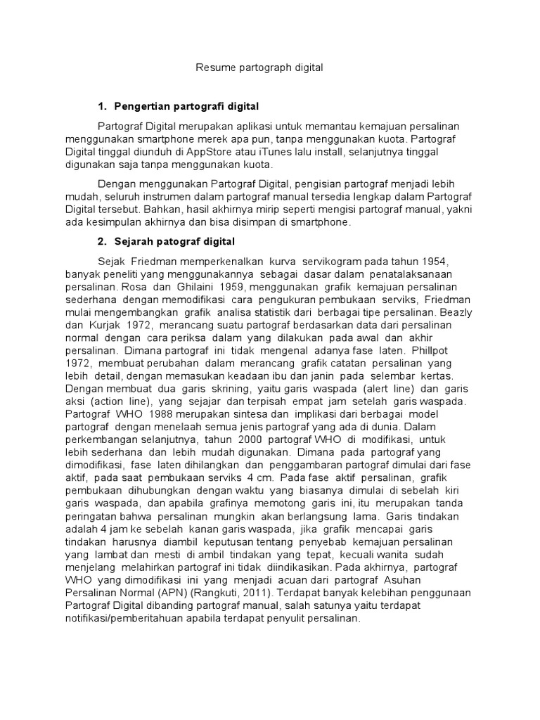 Resume Partograf Digital | PDF | Kesehatan Holistik | Sains & Matematika