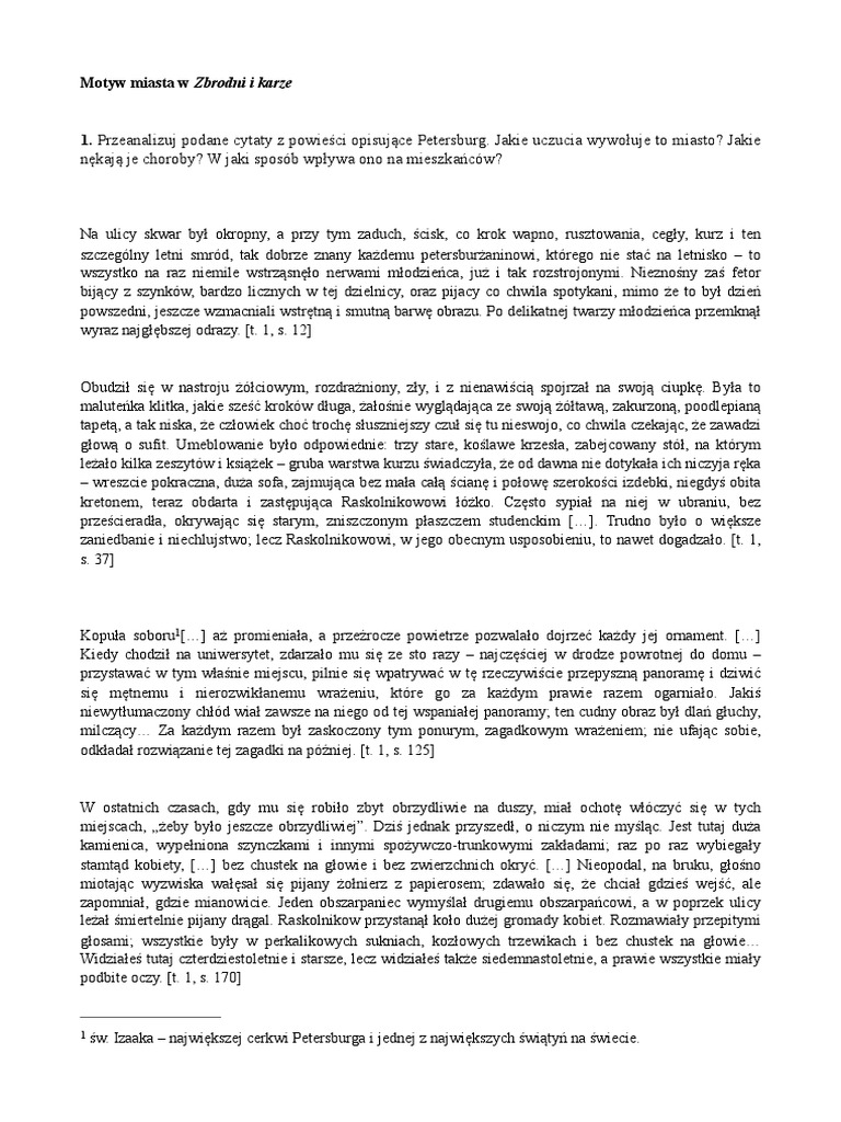 Obraz Petersburga W Zbrodni I Karze