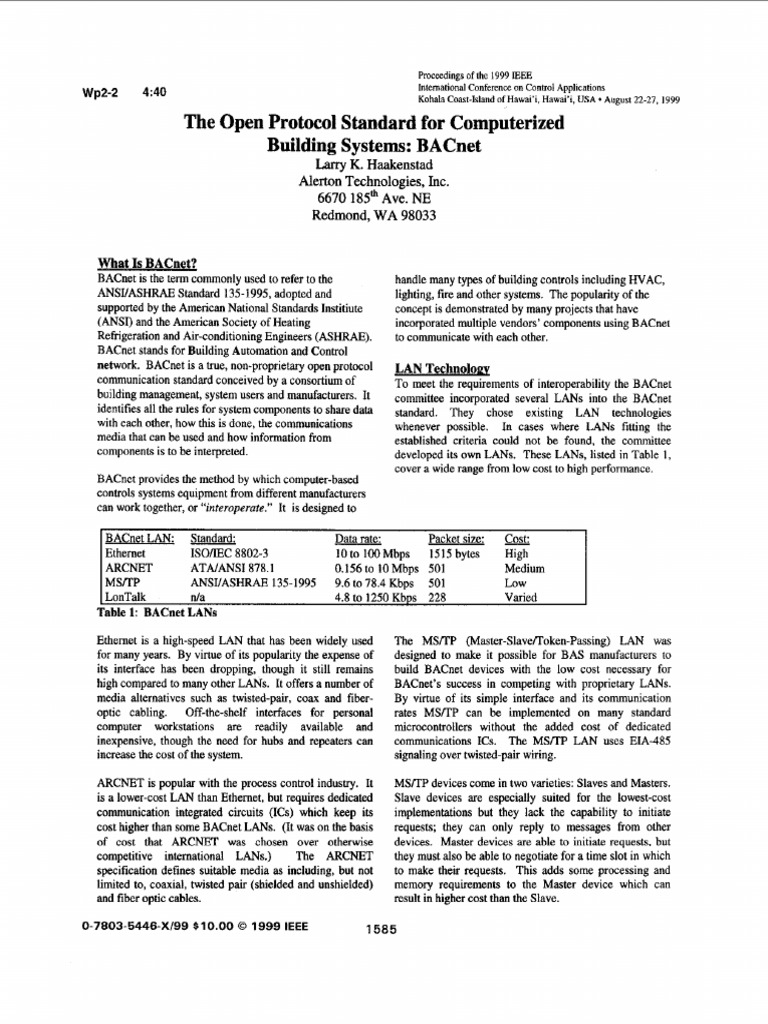 Understanding BACnet Protocol Standards | PDF | Computer Network ...
