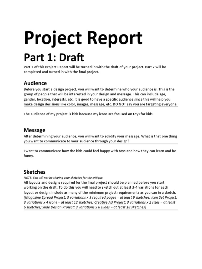 Project Report Draft for Design Project | PDF | Typefaces | Creative ...