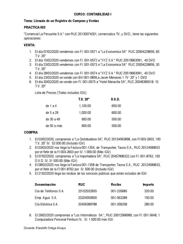 Registro de Compras y Ventas en Contabilidad | PDF