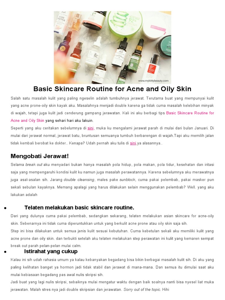 Basic Skincare Routine For Acne and Oily Skin | PDF | Karier ...