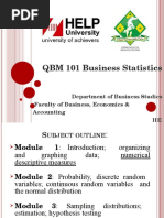 QBM 101 Business Statistics: Department of Business Studies Faculty of Business, Economics & Accounting HE LP University