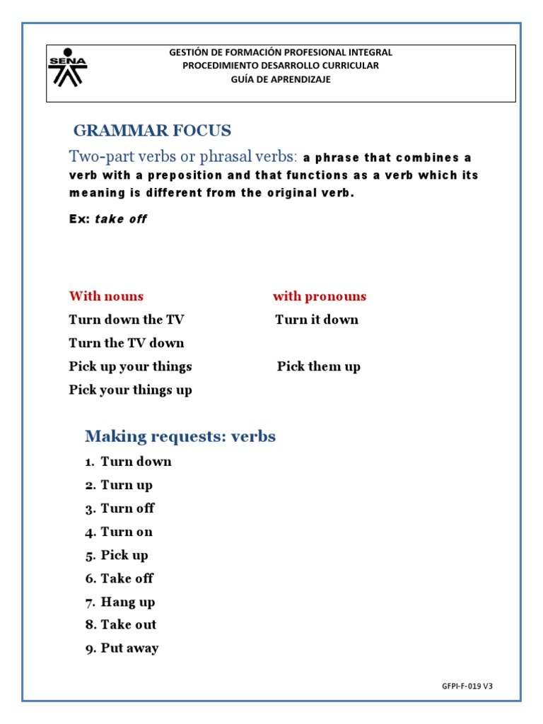 Two-Part Verbs for Making Requests | PDF