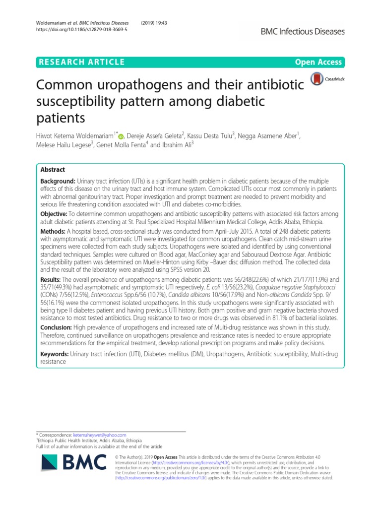 Common Uropathogens and Their Antibiotic Susceptibility Pattern Among