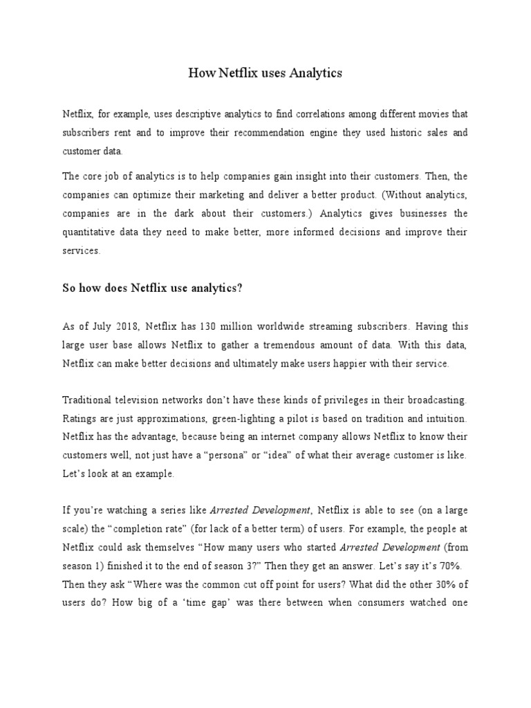 How Netflix Uses Analytics Pdf Analytics Netflix