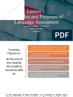Lesson 1 Principles and Purposes of Language Assessment: Faith J. Tinong