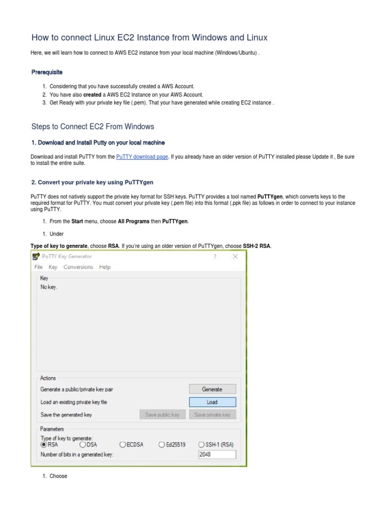 Connect to AWS EC2 from Windows/Linux | PDF | Microsoft Windows | Linux