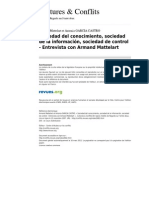 Conflits 2682 Sociedad Del Conocimiento Sociedad de La ion Sociedad de Control Entrevista Con Armand Mattelart1