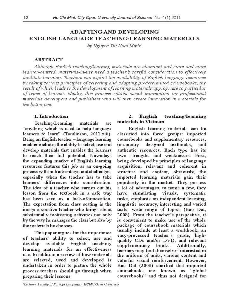 Adapting and Developing English Language TeachingLearning Materials