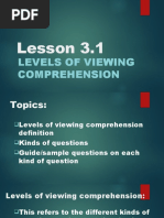 Lesson 3.1 - Levels of Viewing Comprehensio