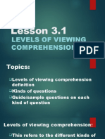 Lesson 3.1 - Levels of Viewing Comprehensio