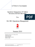 Lecture Notes To Accompany: Operations Management, 10 Edition Stevenson (Mcgraw-Hill 2009)