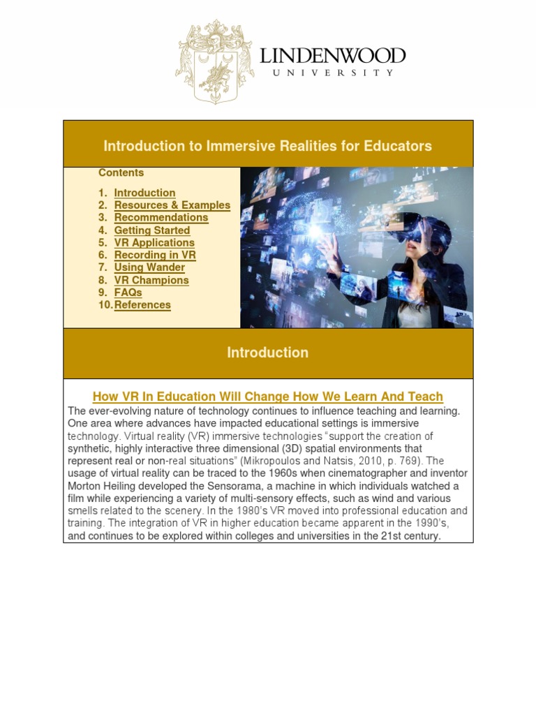 VR in Education: A Guide for Educators | PDF | Virtual Reality ...