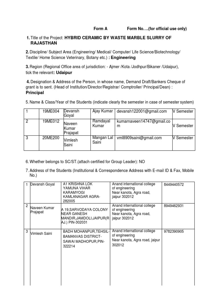 DST Project Proposal PDF Composite Material Building Engineering