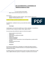 Descripción de Procedimientos y Actividades de Medicina Materno Fetal