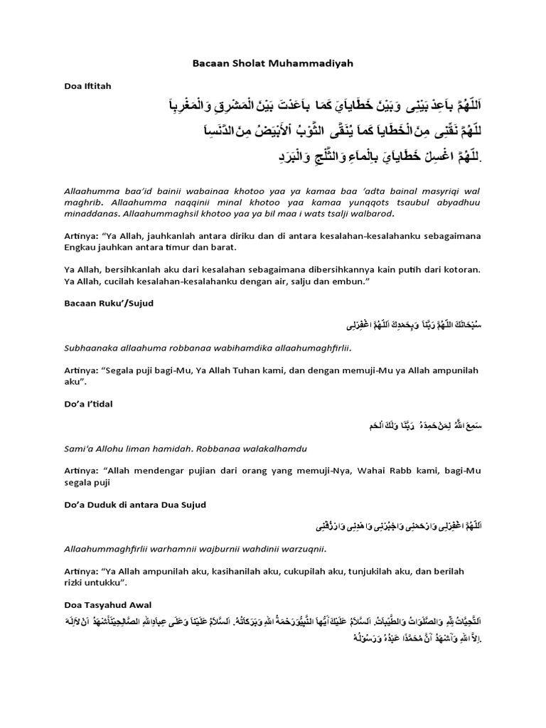 Sholat Muhammadiyah bacaan Latin dan PDF