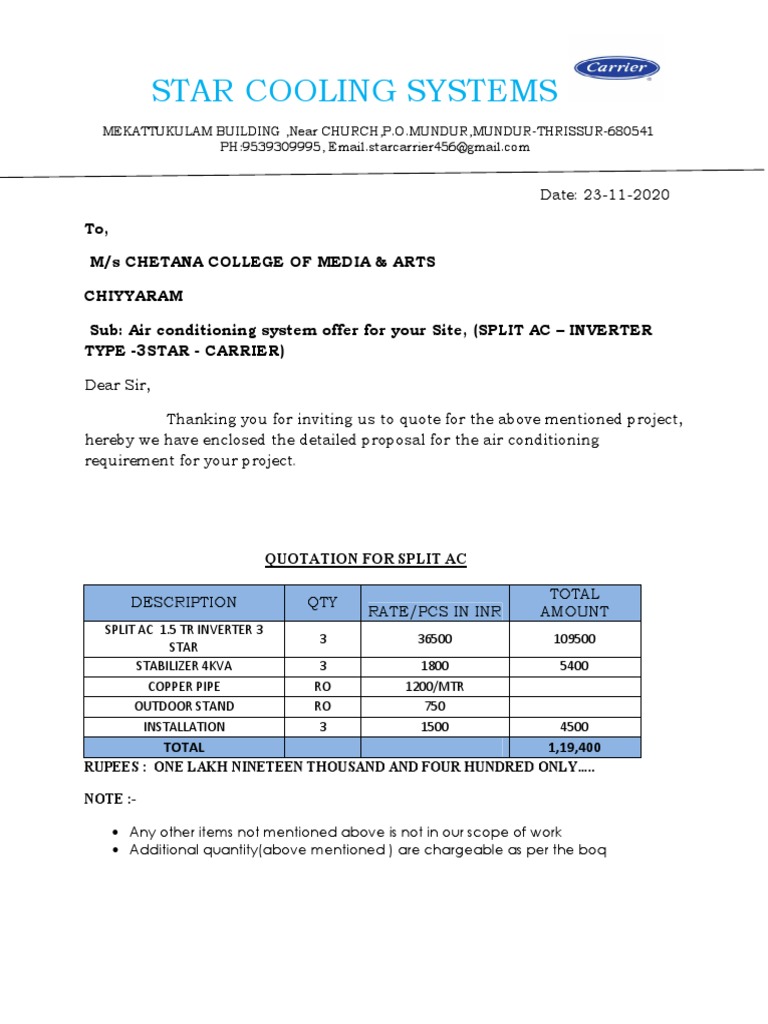 Split Ac Carrier PDF Air Conditioning Taxes
