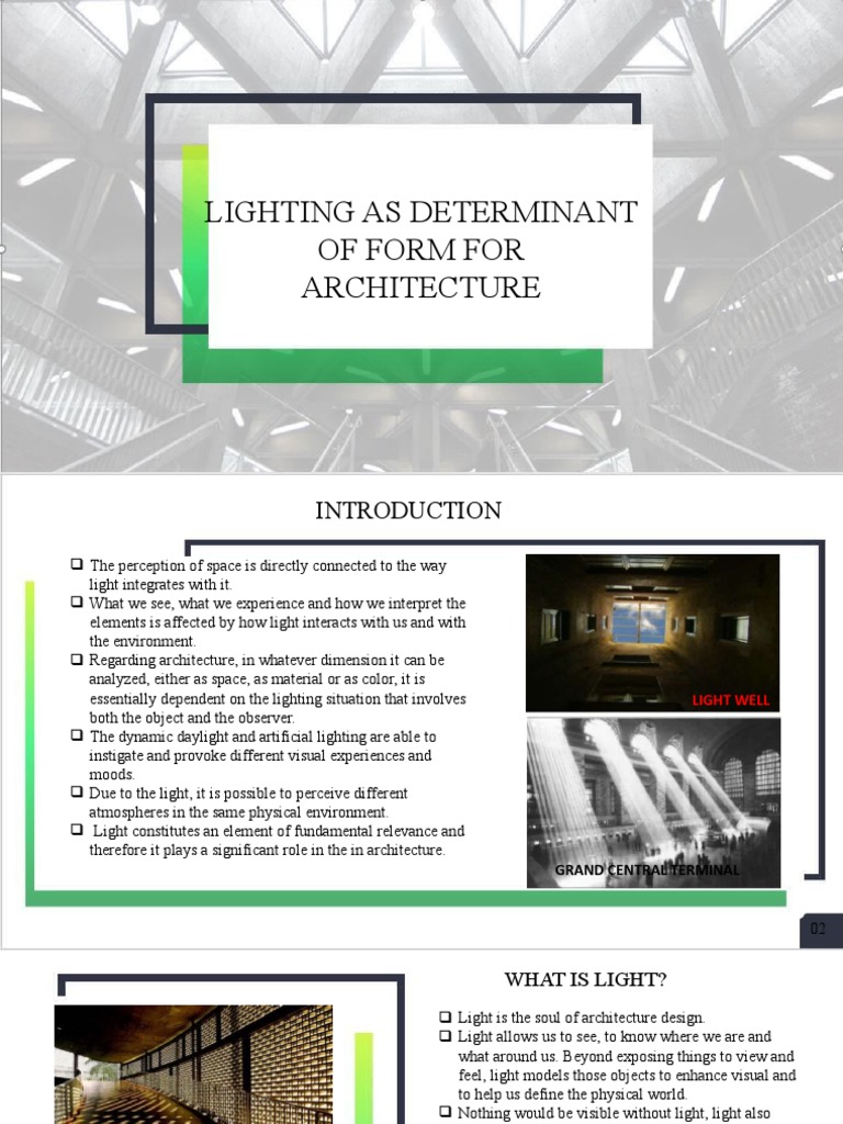 Lighting As Determinant of Form For Architecture PDF Lighting Light