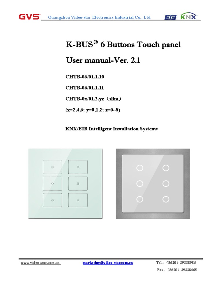 GVS KNX 6-Button Touch Panel Manual | PDF | Parameter (Computer  Programming) | Touchscreen