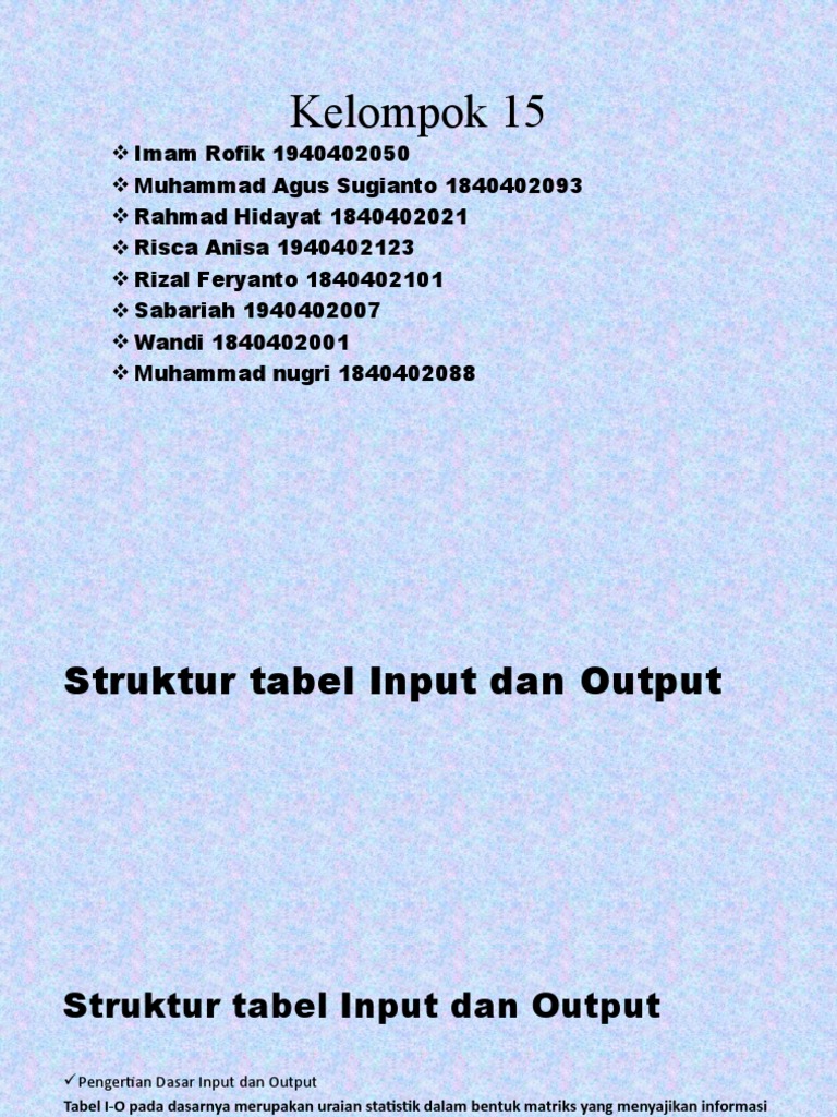 Kelompok 15 Struktur Tabel Input-Output | PDF