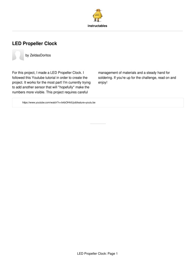 LED Propeller Clock | PDF | Arduino | Printed Circuit Board