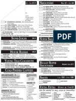 Veggie Juices and Smoothies Menu