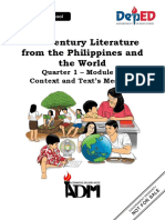 21 Century Literature From The Philippines and The World: Quarter 1 - Module 3: Context and Text's Meaning
