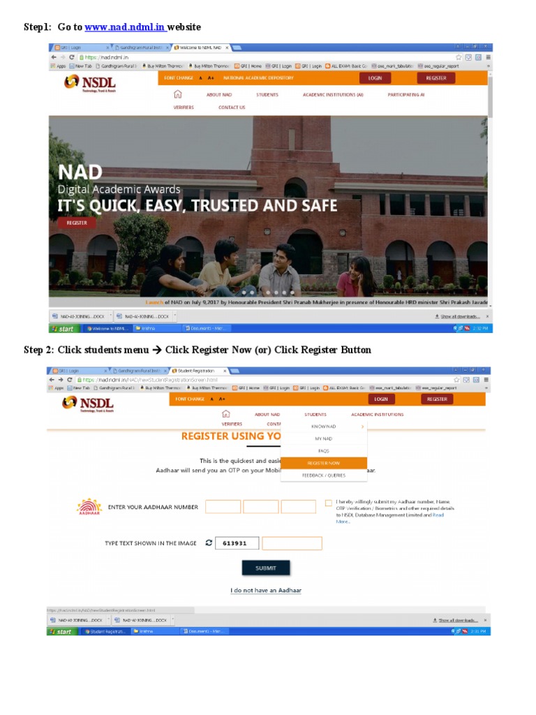 WWW - Nad.ndml - In: Step1: Go To Website | PDF | Authentication ...