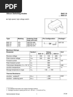 Silicon Switching Diodes BAS 19 BAS 21: Type Ordering Code (Tape and Reel) Marking Package Pin Configuration