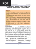 The Validity of Beck Depression Inventory - Short Version in Depressed Patients Diagnosed According To ICD10