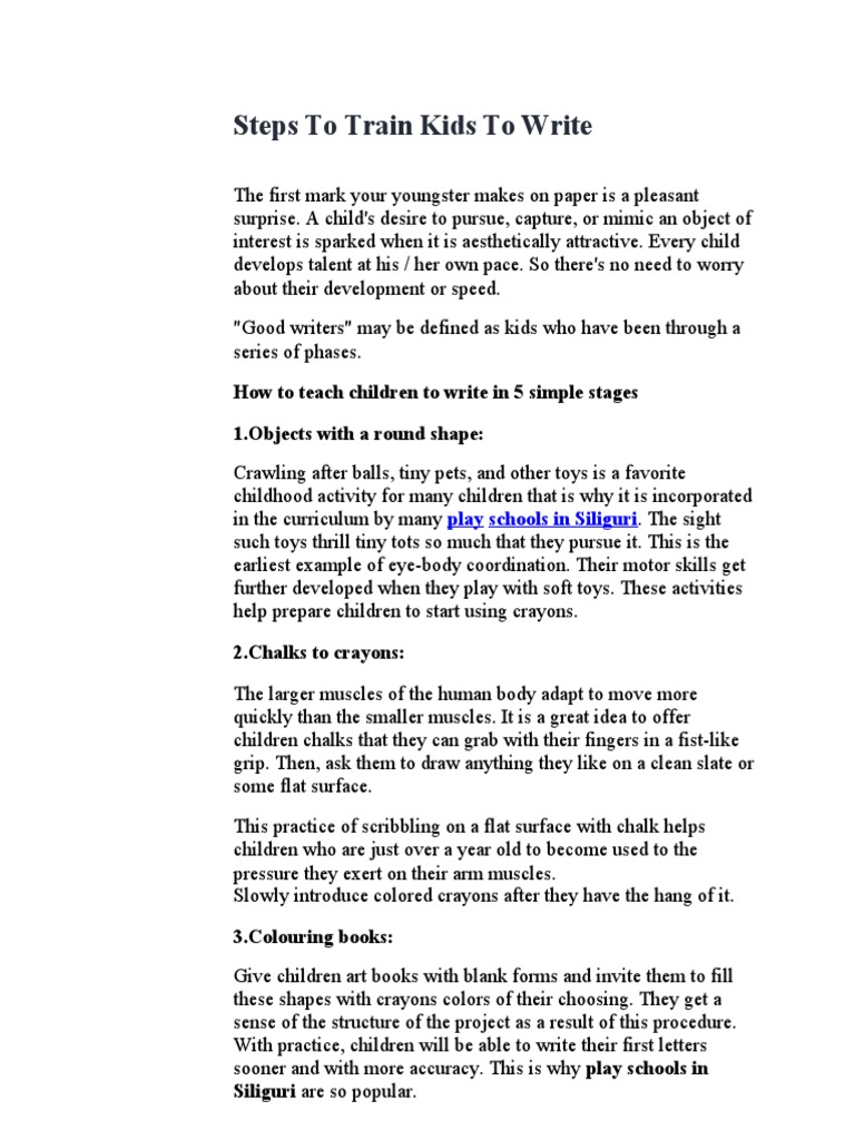 5 Steps to Teach Kids Writing Skills | PDF | Finger | Cognition