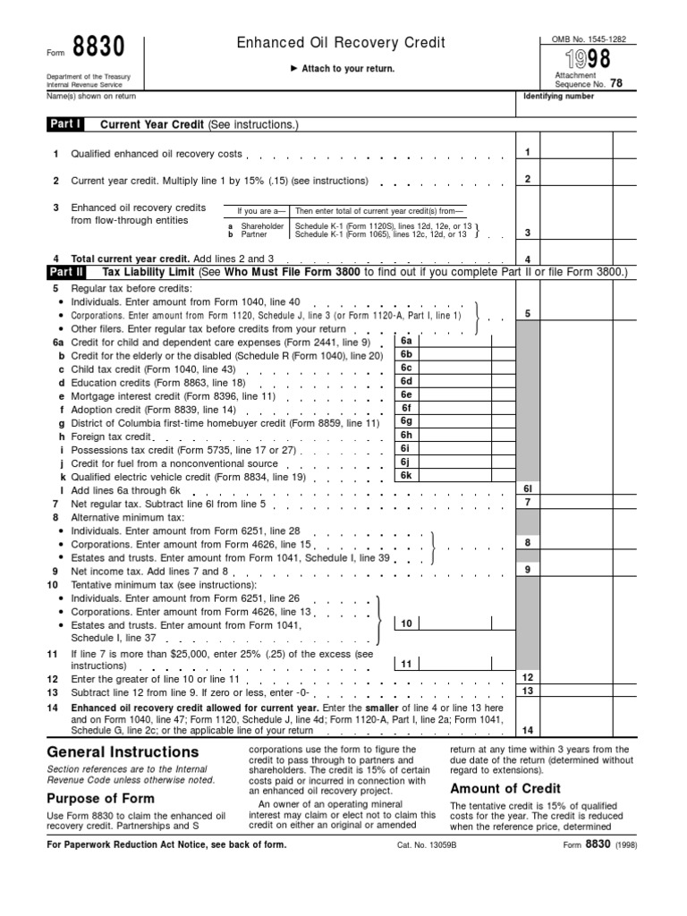 US Internal Revenue Service: f8830 - 1998 | PDF | S Corporation | Tax ...