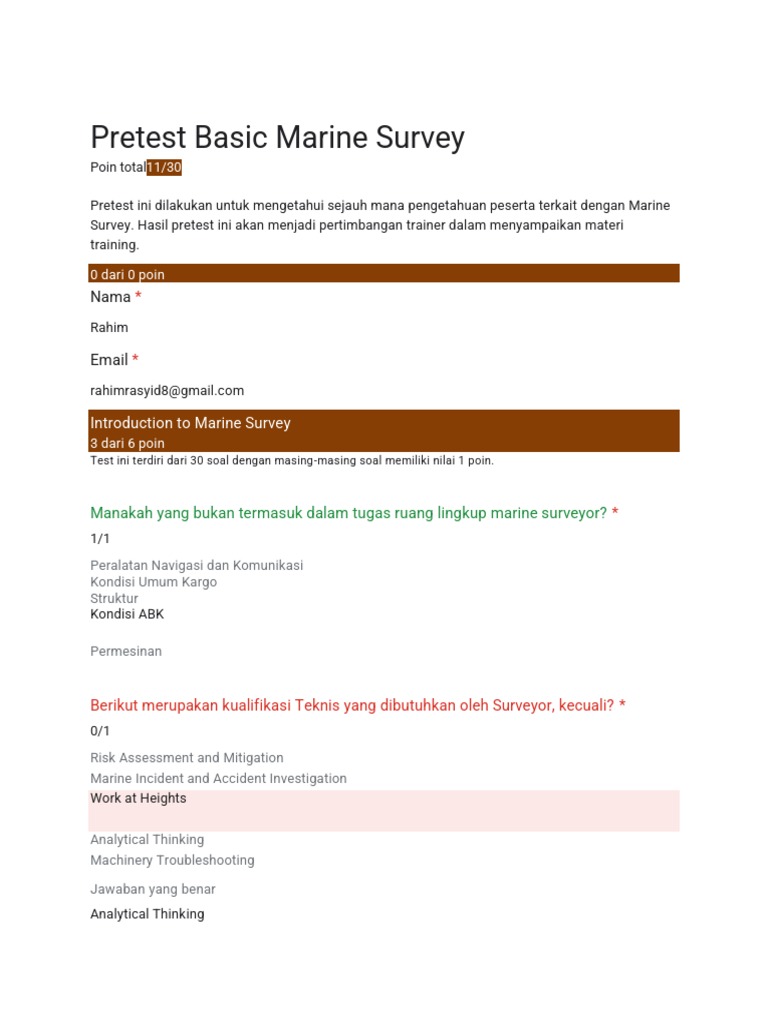 Pretest Basic Marine Survey PDF